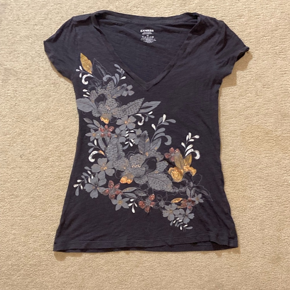 Express V-Line Floral Shirt